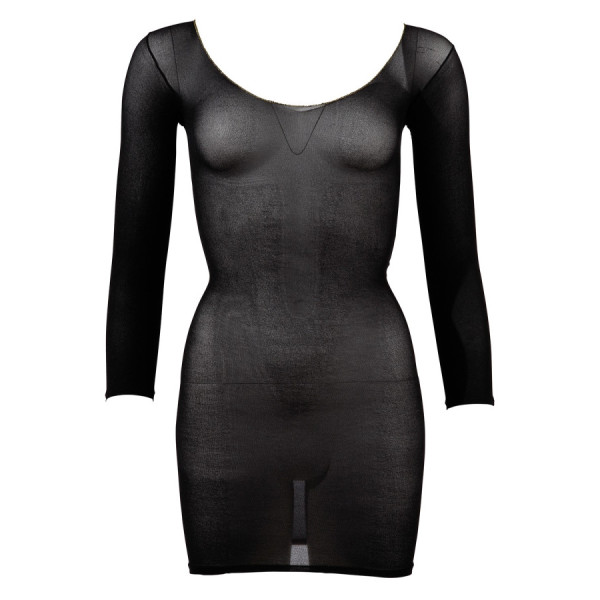 Robe en résille noire transparente, manches longues 